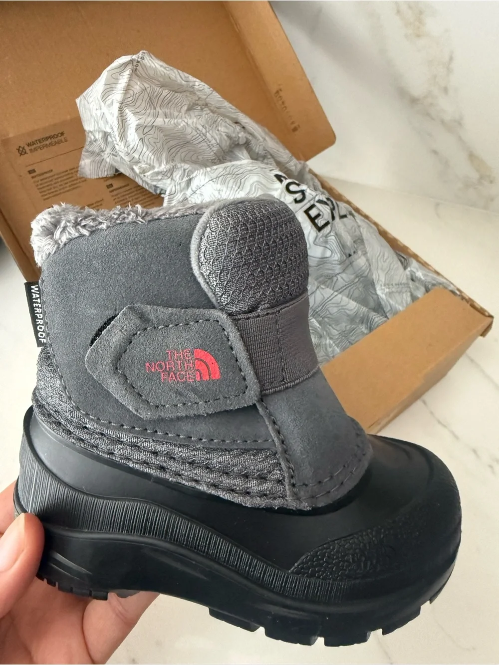 The North Face Kids' Gray Faux-Fur Snow Boots Waterproof